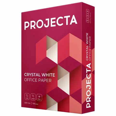 Бумага офисная А4, 80 г/м2, 500 л., марка А, PROJECTA ULTRA, Россия, 168% (CIE)