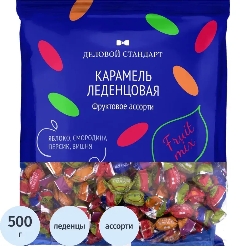 Леденцы Деловой Стандарт ассорти фруктовых вкусов, 500 гр