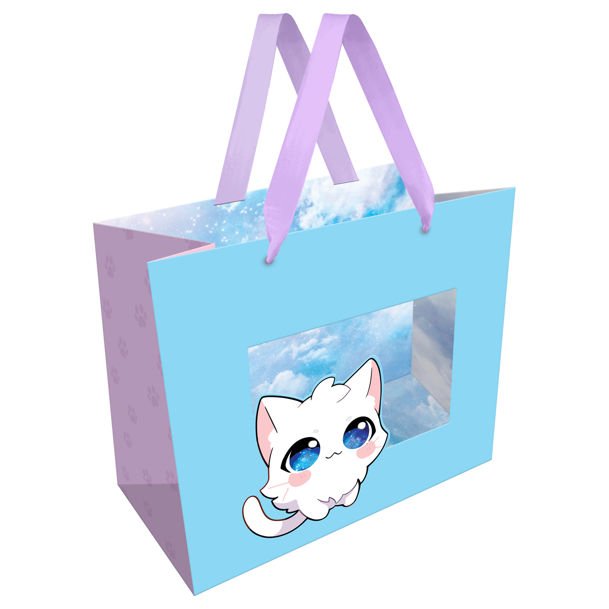Пакет подарочный 23*18*10см MESHU "Sky kitten", фольга, выборочный лак, матовая ламинация