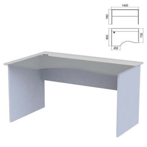 Стол эргономичный ЧАСТЬ 2 "Арго", 1400х900х760 мм, левый/правый, серый
