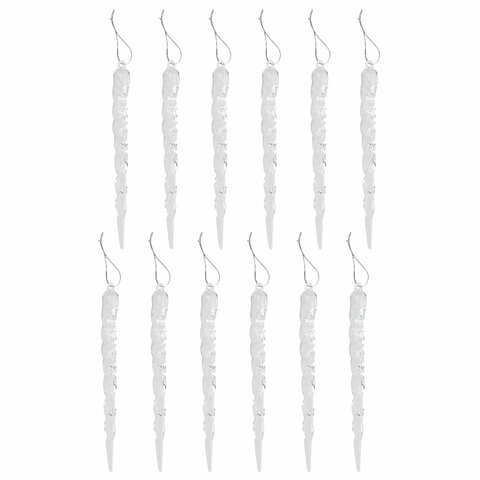 Украшение ёлочное "Сосульки акриловые", 12 шт., 11,5 см, ПВХ-бокс, ЗОЛОТАЯ СКАЗКА, 592147