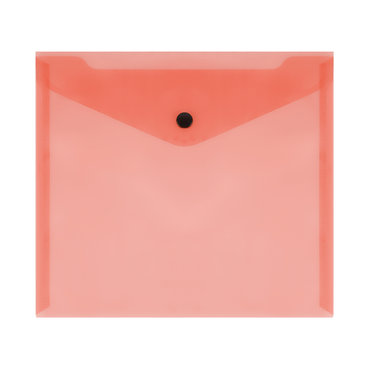 Папка-конверт на кнопке СТАММ А5+, 150мкм, пластик, прозрачная, красная