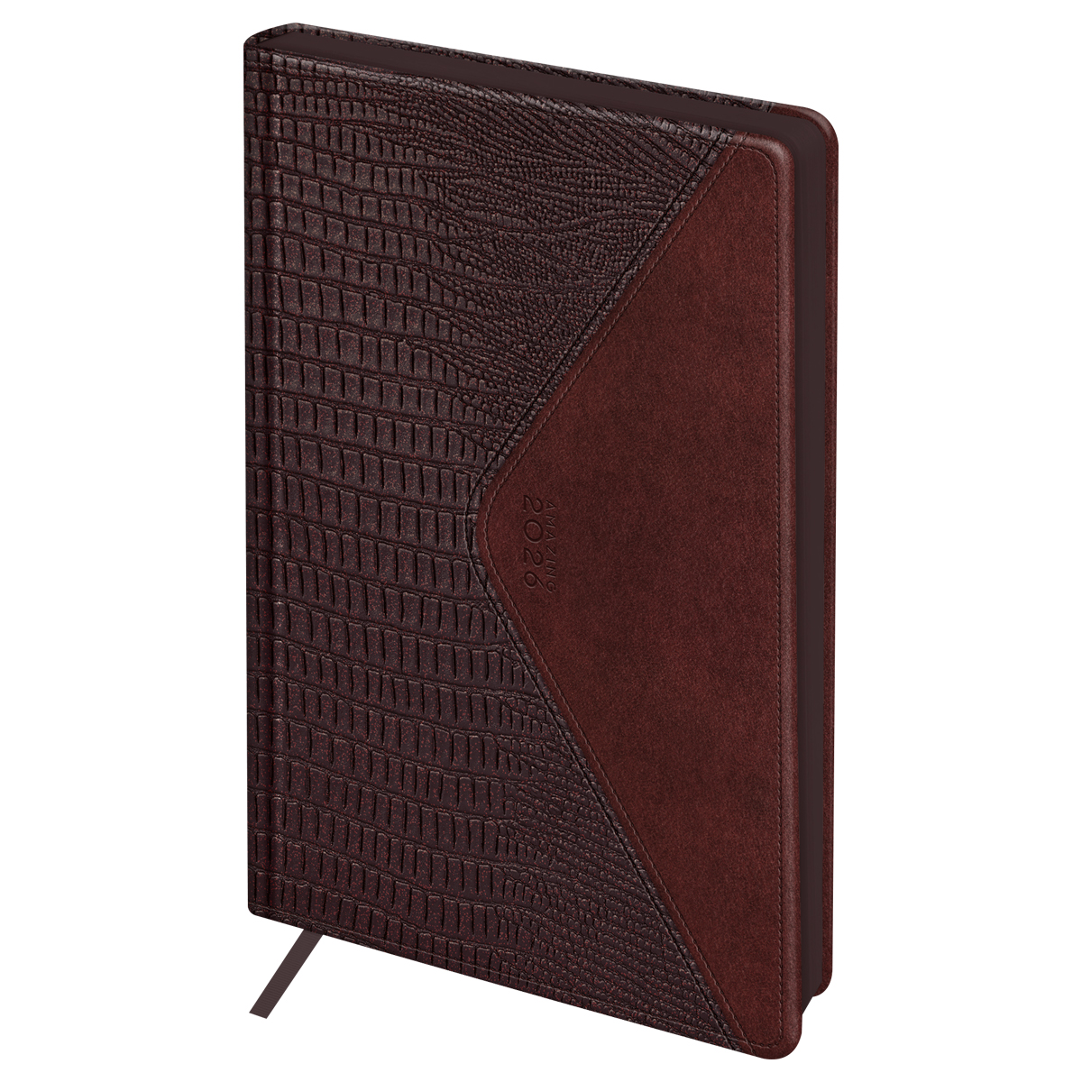 Ежедневник датированный 2026г., А4, 176л., твердый переплет, кожзам, BG "Reptile. Burgundy", бургунди, цветной срез, карман