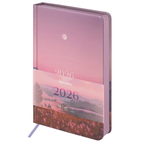 Ежедневник датированный 2026 А5 138x213 мм, BRAUBERG "Vista", под кожу твердый, "Serenity", 117459