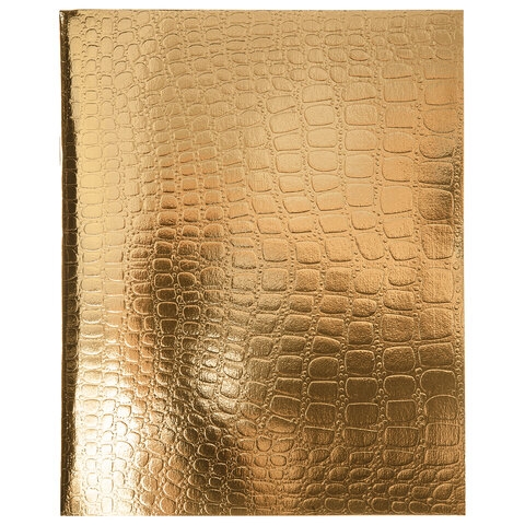 Тетрадь бумвинил А5 96 л., скоба, офсет №1, клетка, с полями, HATBER, ЗОЛОТО, "Metallic", тиснение CROCO, 072798, 96Т5бвВ1
