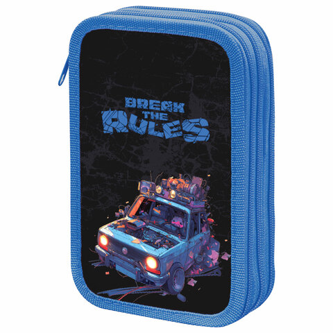 Пенал ЮНЛАНДИЯ, 2 отделения, картон с эффектом soft-touch, 19х11 см, "Rule breaker", 273498