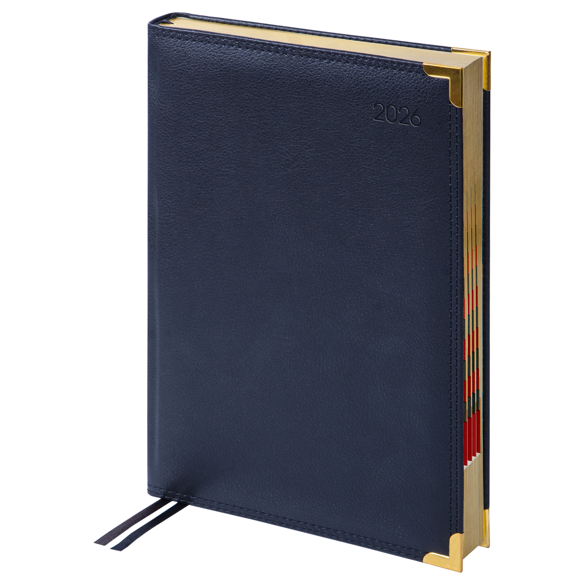 Ежедневник датированный 2026г., А4-(В5), 184л., Delucci, Фактурная кожа, зол. срез, черный