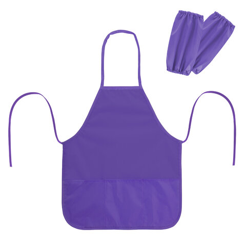 Фартук с нарукавниками для уроков труда ПИФАГОР, 3 кармана, увеличенный размер, 45x60 см, фиолетовый, 273748