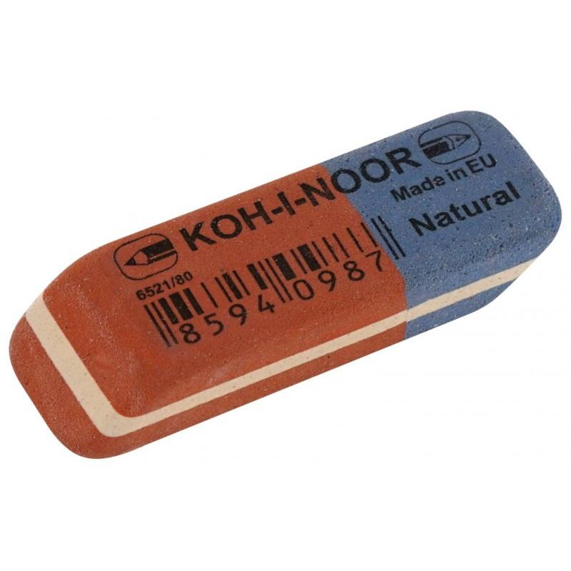 Ластик KOH-I-NOOR 6521/80, 41х14х8мм для графита и чернил сине-красный