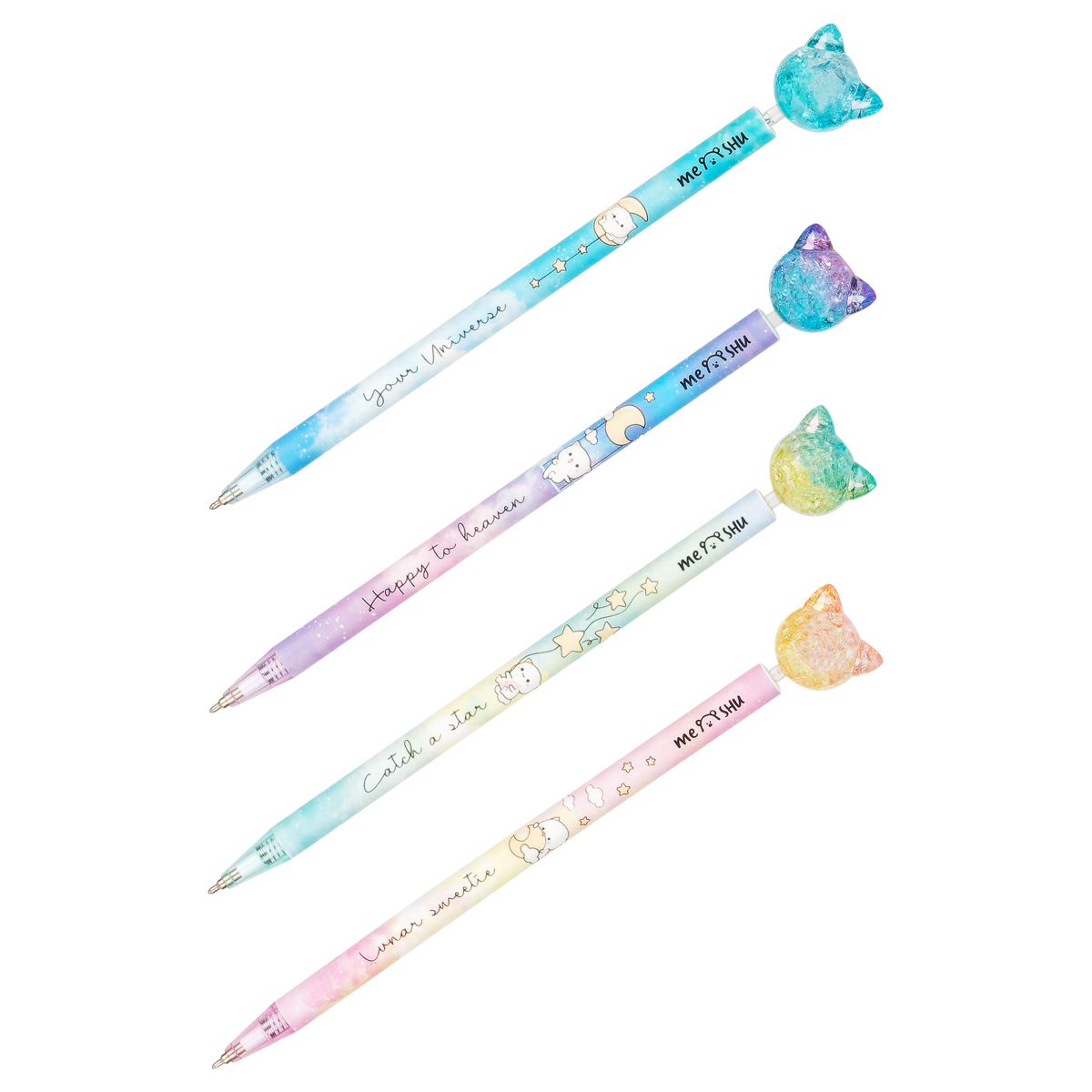 Ручка шариковая MESHU "Cute Cats" 2шт., синие, 0,7мм, корпус ассорти, пакет