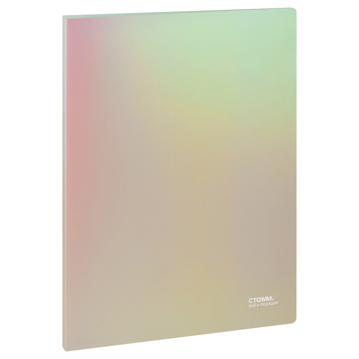 Папка на 2 кольцах СТАММ "Сияние" А4, 25мм, 700мкм, пластик, белый