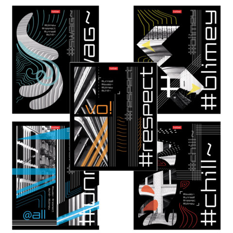 Тетрадь обложка пластик с печатью, А5 80л. скоба, клетка, HATBER, Хештег (микс в спайке), 090260, 80Т5В1пл