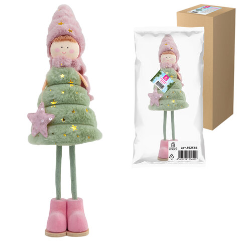 Украшение новогоднее интерьерное, 40 см, "Девочка-елочка", полиэстер, пенопласт, ЗОЛОТАЯ СКАЗКА, 592566