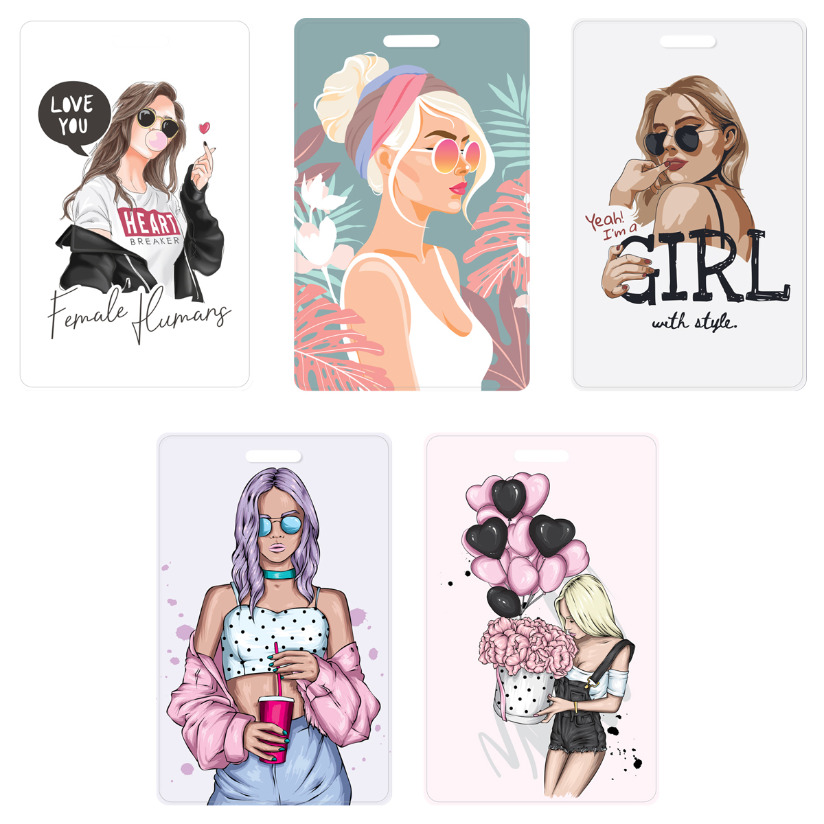 Обложка-карман для карты, пропуска, проездного OfficeSpace "Girl Style", 95*65мм, ПВХ, ассорти