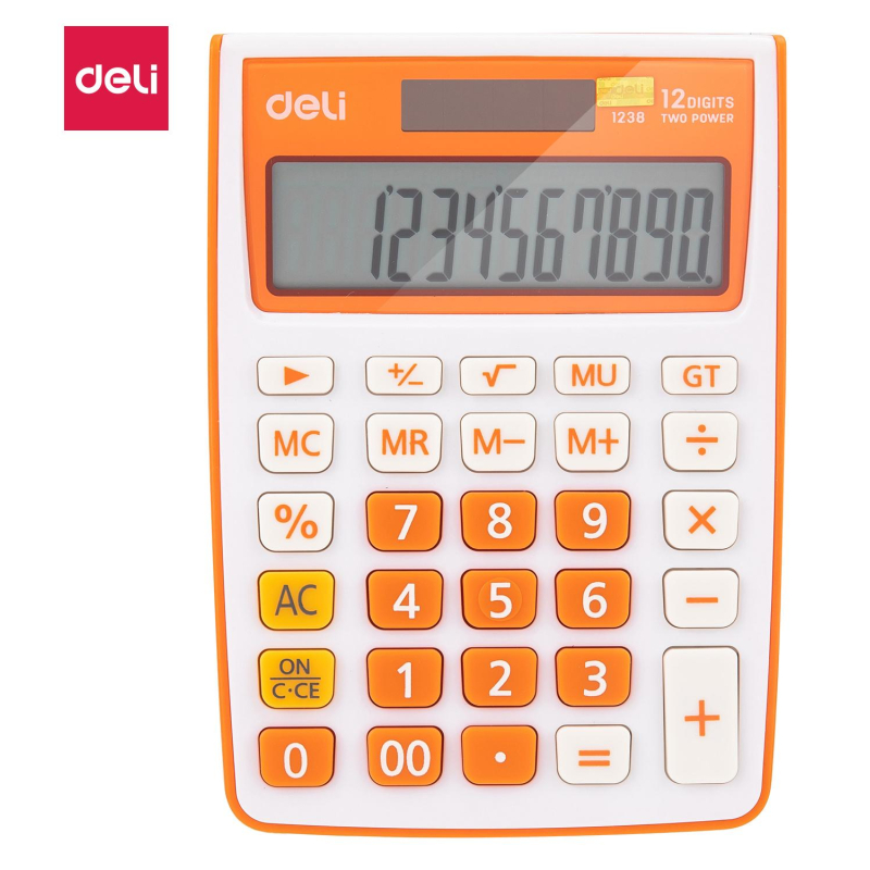 Калькулятор настольный Deli E1238/OR оранжевый 12-разр