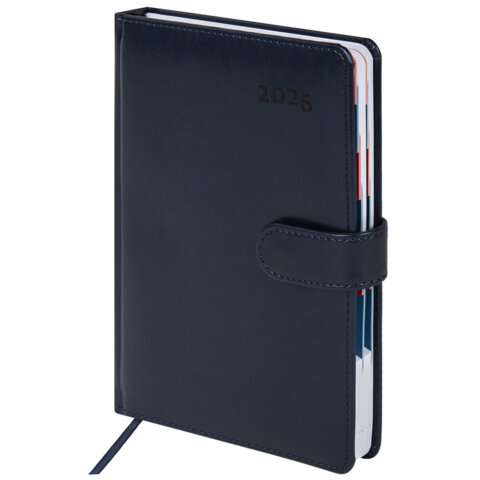 Ежедневник датированный 2026 А5 148х218 мм, GALANT "Ritter", под кожу, темно-синий, 117492