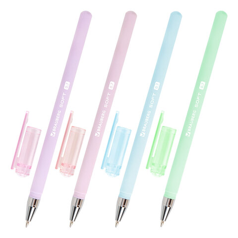 Ручка шариковая BRAUBERG "SOFT PASTEL", СИНЯЯ, корпус ассорти, узел 0,7 мм, линия 0,35 мм, 144397