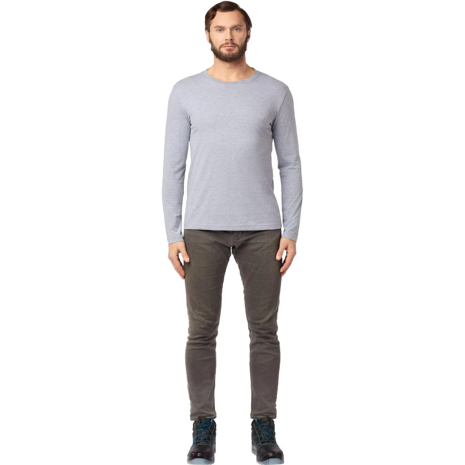 Футболка (160 г.) с длинным рукавом сер.(XXXL)