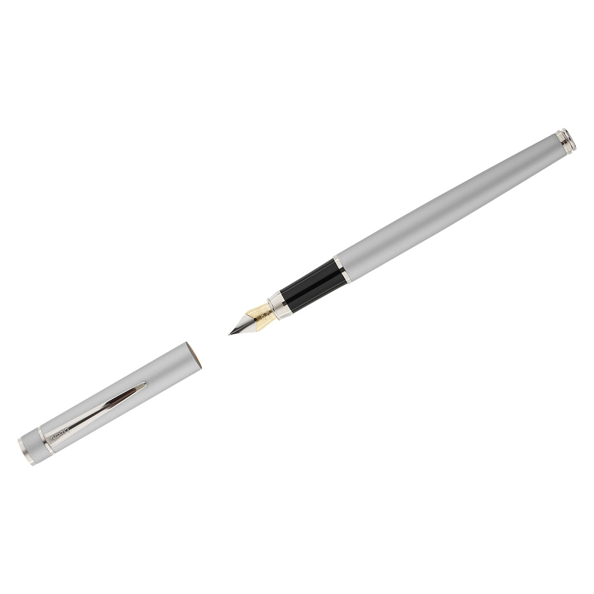 Ручка перьевая Luxor "Sleek" синяя, 0,8мм, корпус серый металлик, футляр