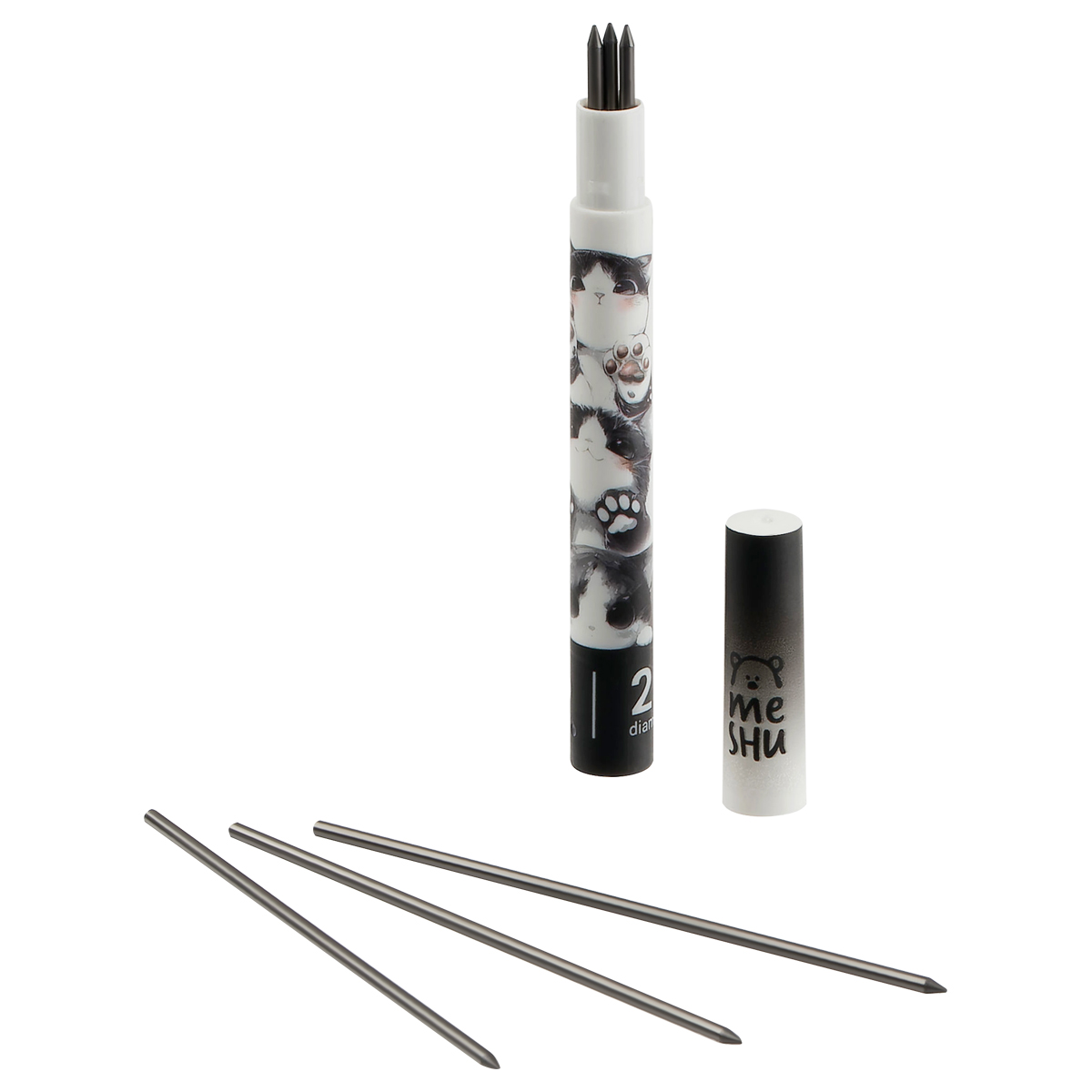 Грифели для механических карандашей MESHU, 6шт., 2,0мм, HB