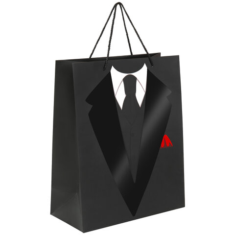 Пакет подарочный 26,5x12,7x33см ЗОЛОТАЯ СКАЗКА "Especially For Men", выборочный лак, чёрный, 608244