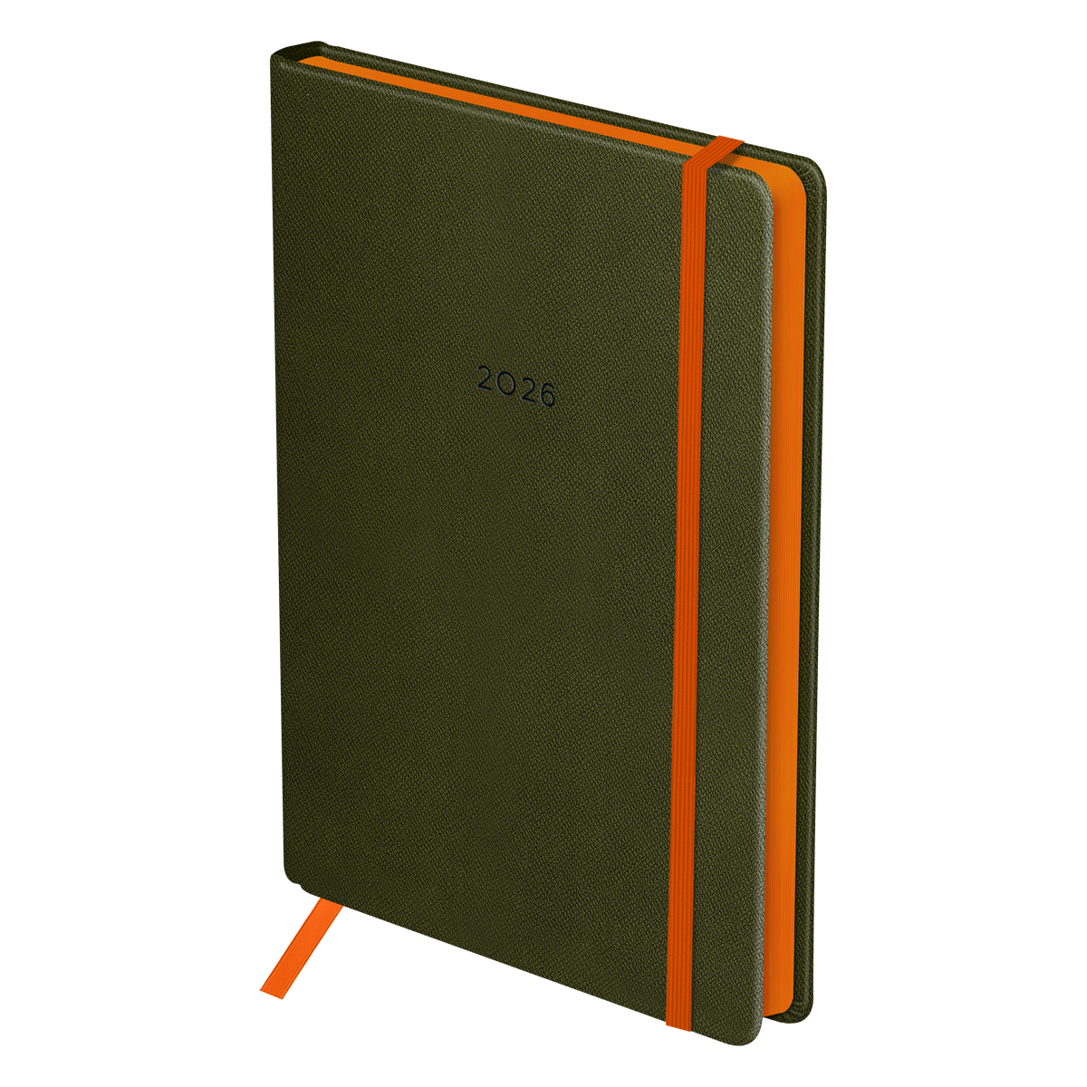 Ежедневник датированный 2026г., А5, 176л., твердый переплет, кожзам, BG "Contrast. Khaki", хаки, цветной срез, на резинке