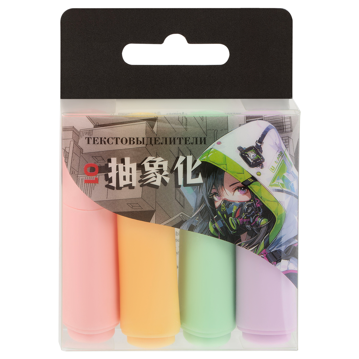 Набор текстовыделителей MESHU "Anime" 04цв., 1-3мм, мини, скошенный, трехгранный, европодвес