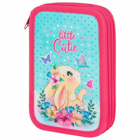 Пенал ПИФАГОР, 3 отделения, ламинированный картон, 19х11 см, "Pretty bunny", 273485