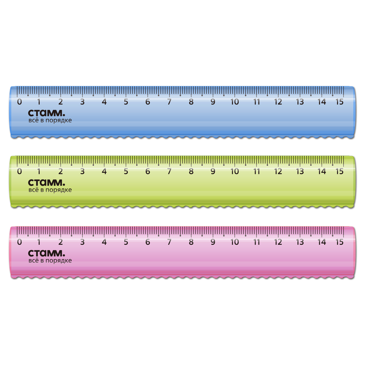 Линейка 15см СТАММ, пластиковая, полусфера, неоновые цвета, ассорти, европодвес
