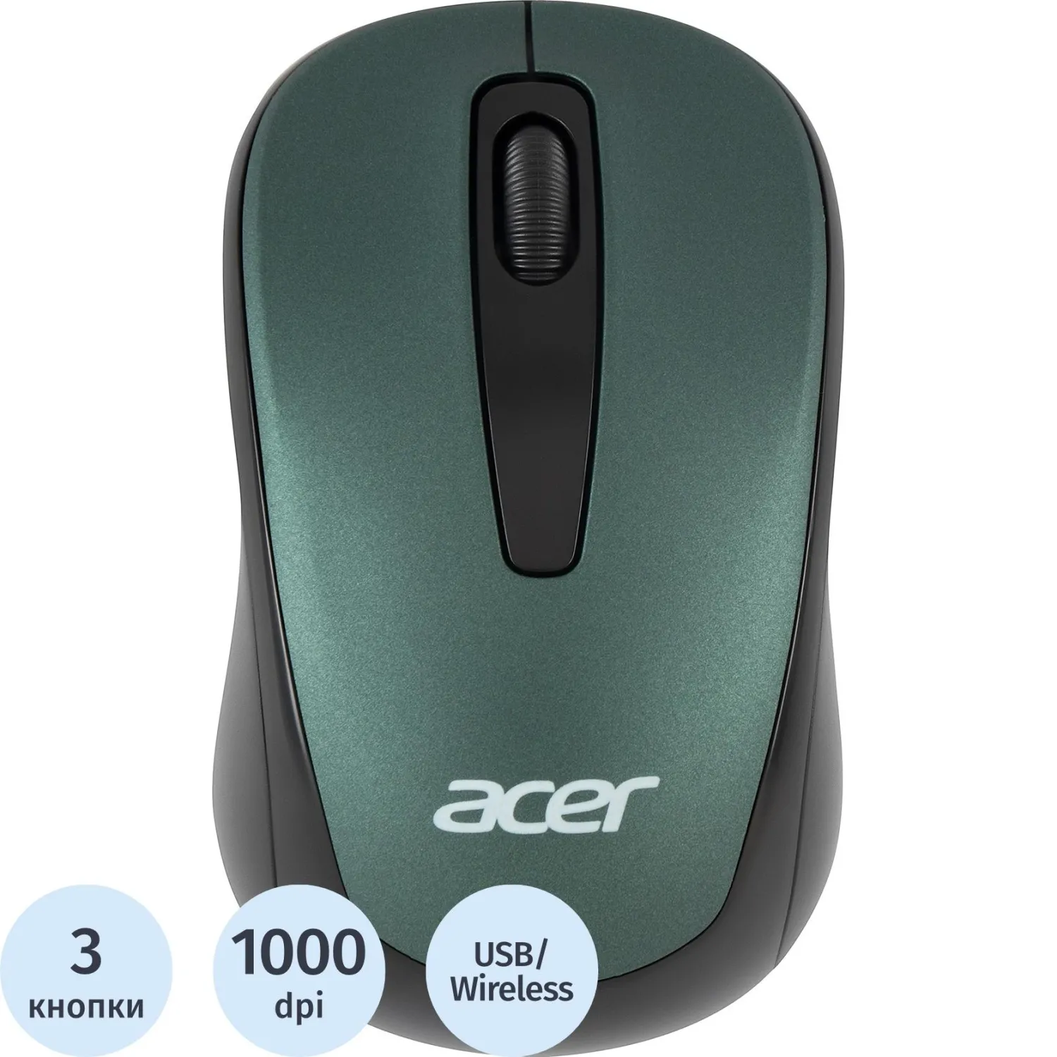 Мышь компьютерная Acer OMR135 зеленый  (1000dpi) WLS USB (ZL.MCEEE.01I)