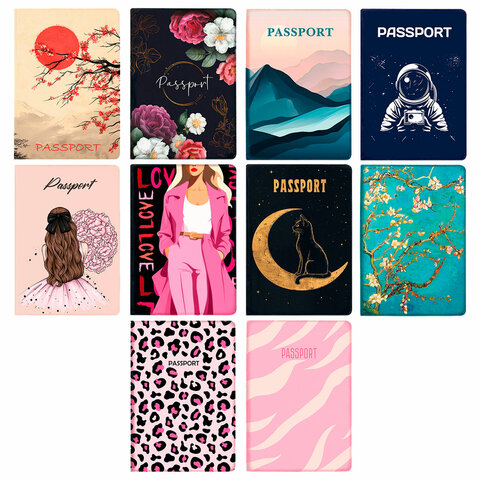 Обложка для паспорта "Cool Mix 2", 10 дизайнов ассорти, цветной принт, ПВХ, STAFF, 238859