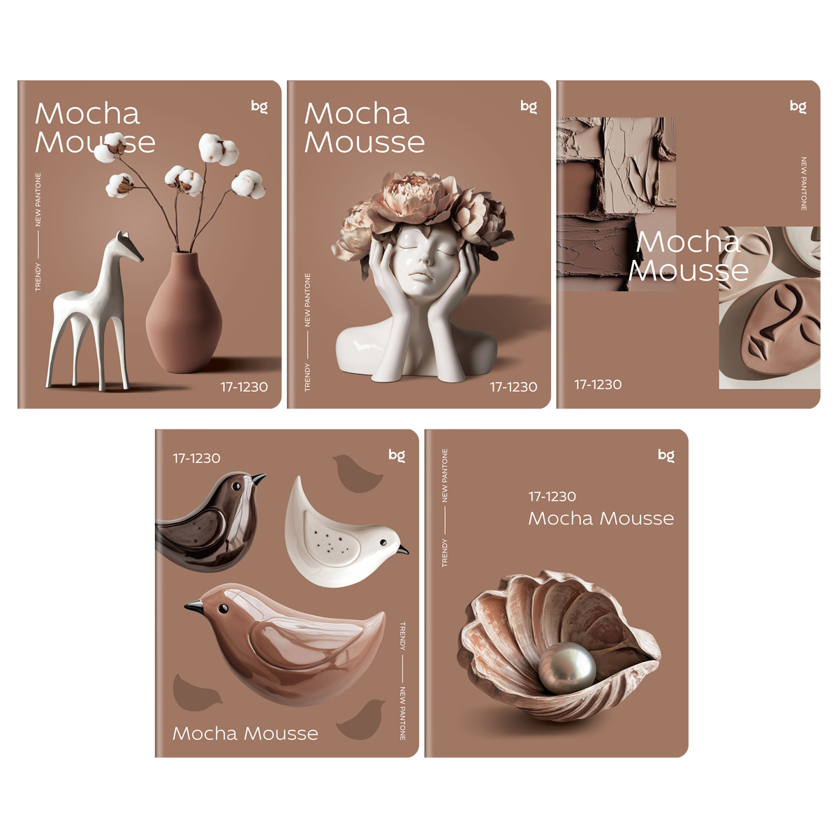 Тетрадь 48л., А5, клетка BG "Mocha mousse", soft-touch ламинация