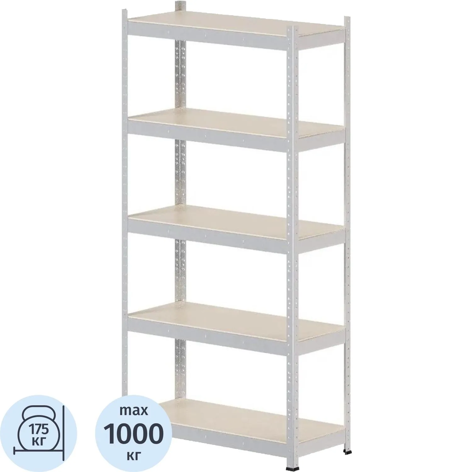 Стеллаж металлический FL_HIT BOARD 912х1824х500/5 полок МДФ, оцинкованный