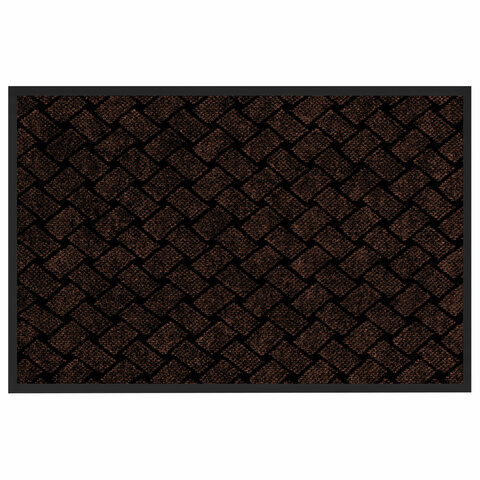 Коврик придверный 60х90 см, КОРИЧНЕВЫЙ, влаго-грязезащитный, 450 г/м2, плетение, PRIMILA KRAFT, 701049
