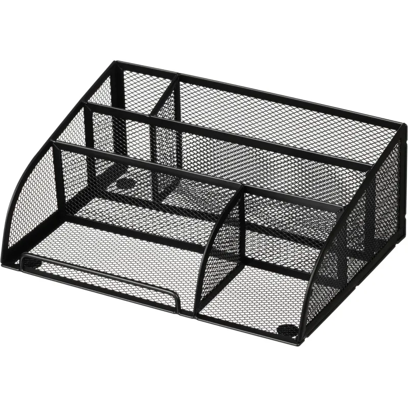 Подставка-органайзер д/канц.мелочей Комус 5отд мет сетка 255х180х105мм черн