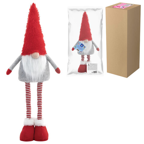 Украшение новогоднее интерьерное 70 см "Гном Ворчун", телескопические ножки, полиэстер, ЗОЛОТАЯ СКАЗКА, 592522