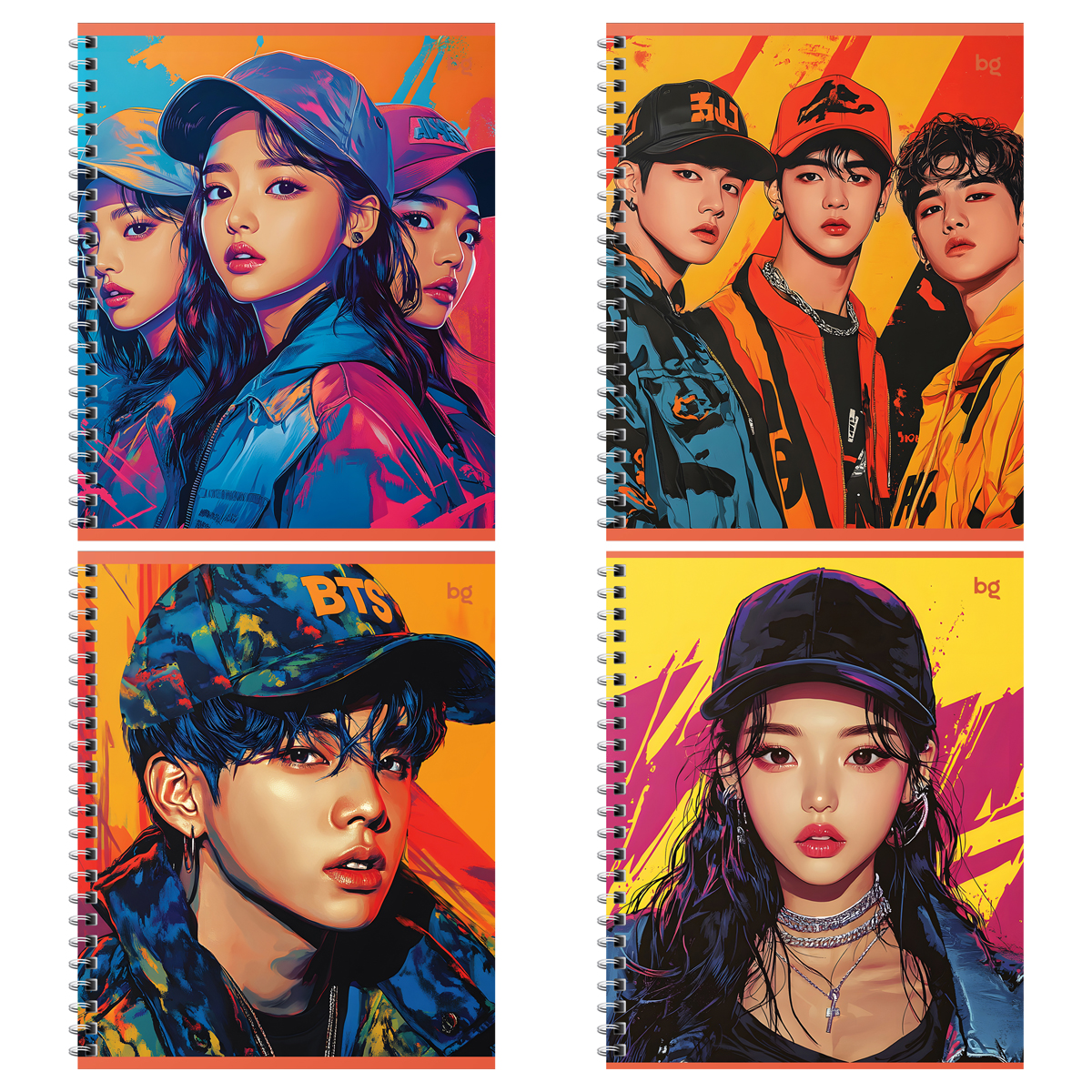 Тетрадь 96л., А5, клетка на гребне BG "К-рор", матовая ламинация