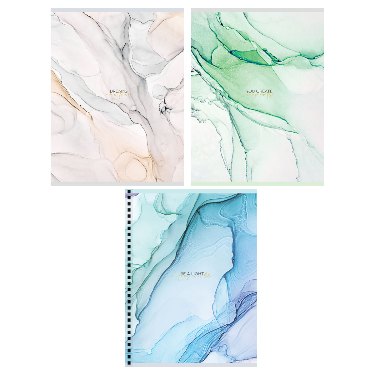 Тетрадь 80л., А5, клетка на гребне GreenwichLine "Marble color", матовая ламинация, тиснение фольгой, 70г/м2