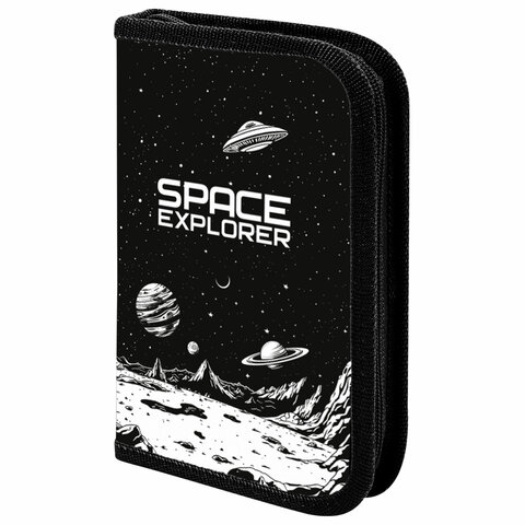 Пенал ПИФАГОР, 1 отделение, ламинированный картон, 19х11 см, "Space invader", 273469