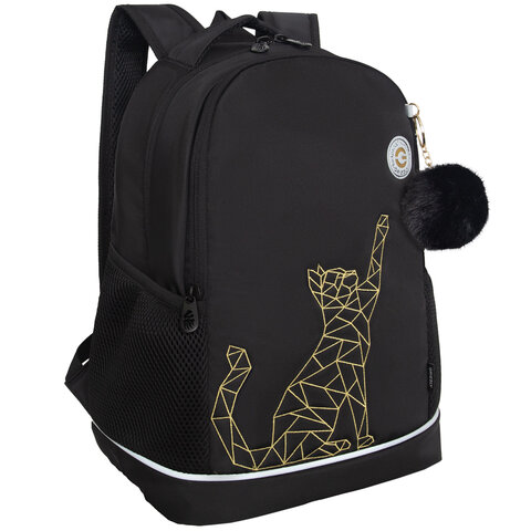 Рюкзак GRIZZLY школьный, анатомическая спинка, 2 отделения, для девочек, "GOLD CAT", 38х28х18 см, RG-563-2/1