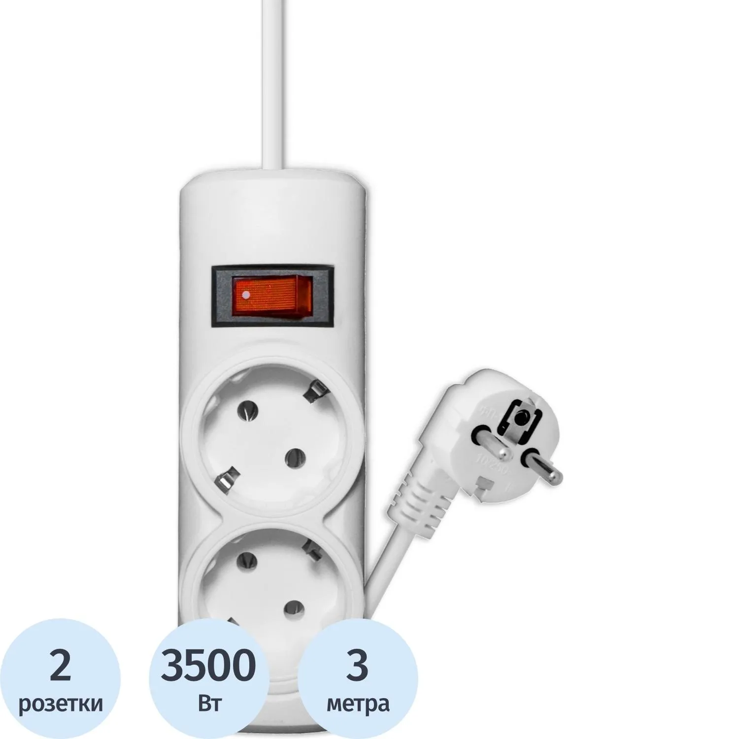 Сетевой фильтр PROGIX PG241 2р/3м/3,5кВт/16А заземление, белый, ПВС 3х1.5