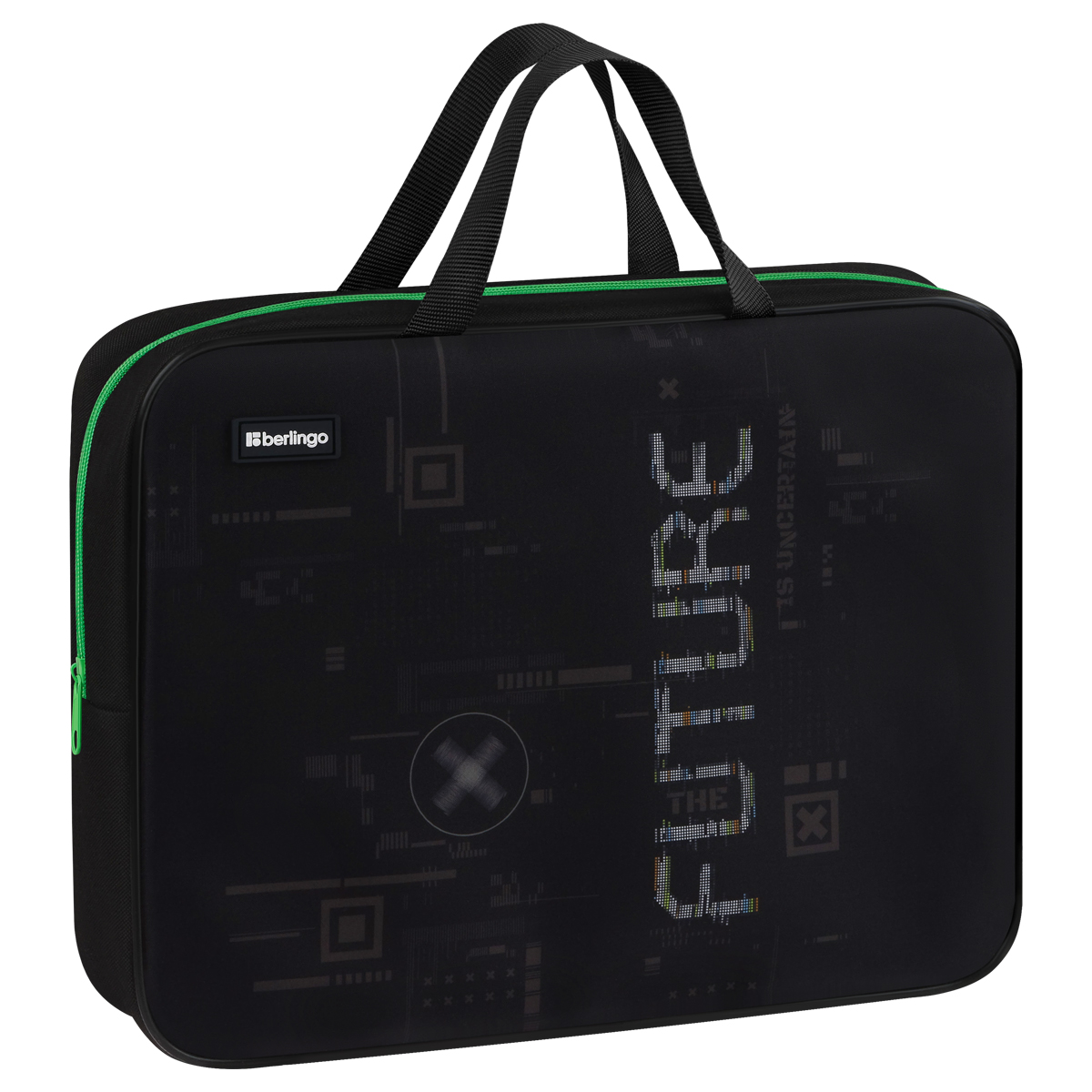 Папка текстильная с ручками 1 отделение, А4 Berlingo "FutureX", 350*265*80мм, текстиль, на молнии