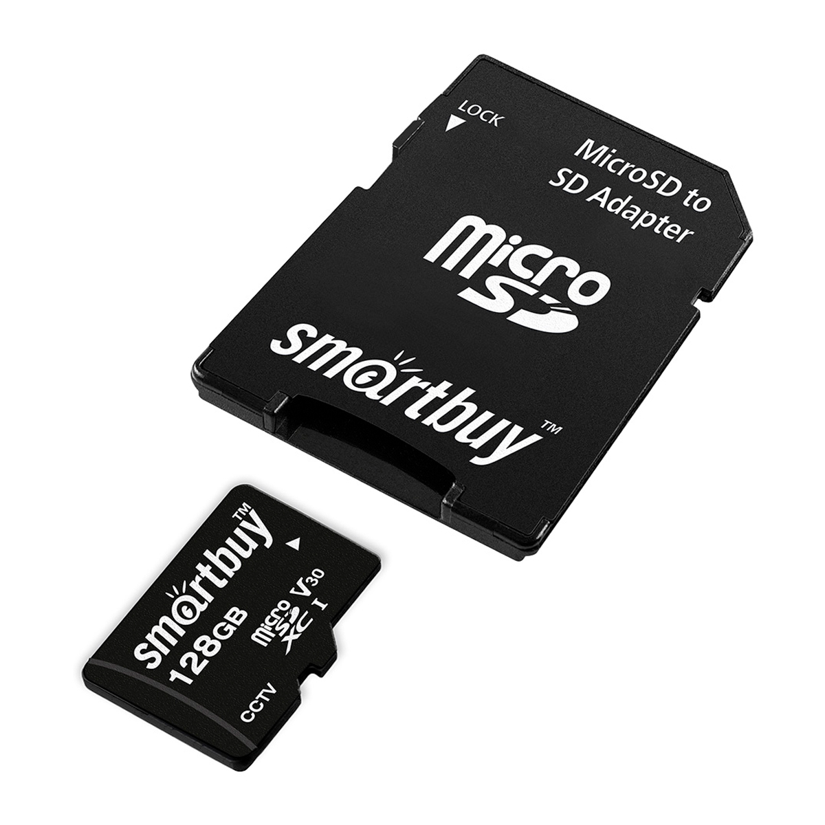Карта памяти SmartBuy MicroSDHC 128GB UHS-II, Class 10, скорость чтения 95Мб/сек, для видеонаблюдения (с адаптером SD)