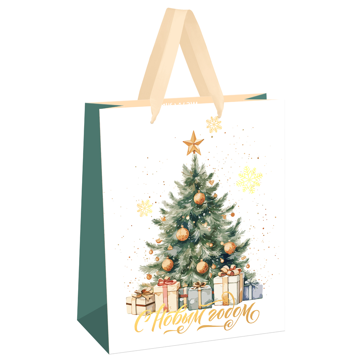 Пакет подарочный 26*32*12см MESHU "Christmas mood", фольга,   матовая ламинация