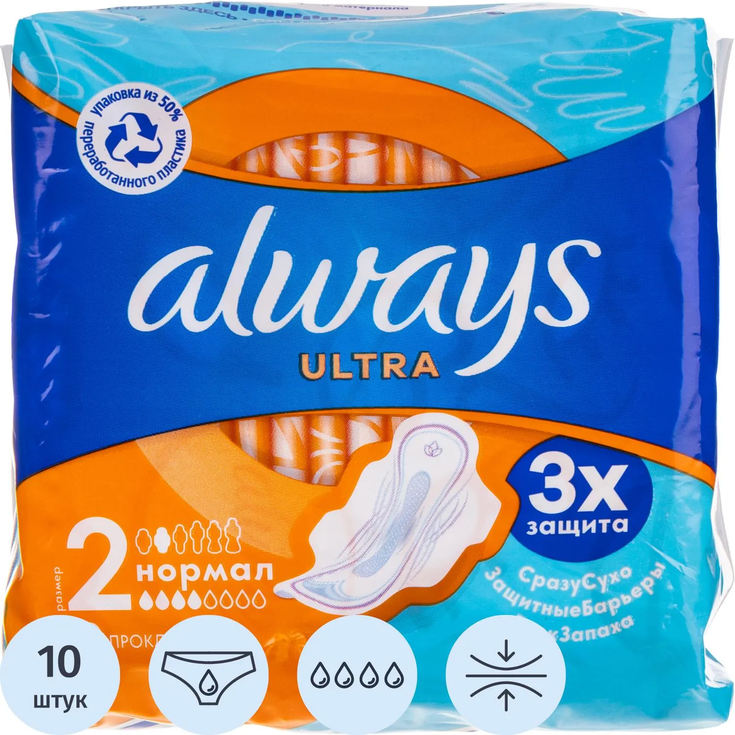 Прокладки женские гигиенические ALWAYS Ultra Normal 10шт/уп