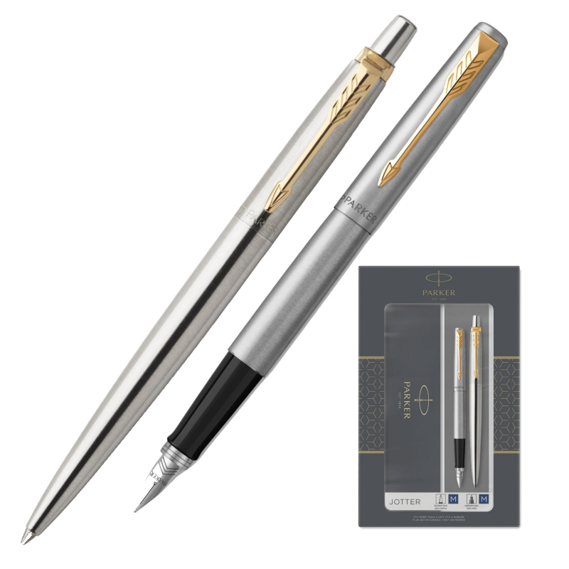 Набор пишущих принадл. PARKER Jotter Stainless Steel GT шар.ручка+перо
