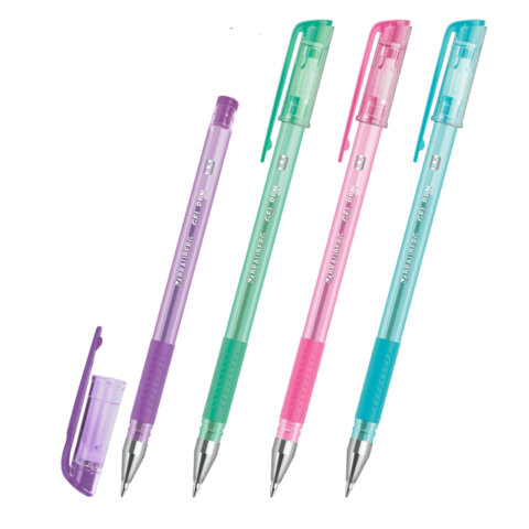 Ручка гелевая с грипом, кросс-серия PASTEL, BRAUBERG, ЧЕРНАЯ, стандартный узел 0,5 мм, линия письма 0,35 мм, 273254