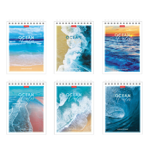 Блокнот МАЛЫЙ ФОРМАТ А6 40л, гребень, картон, клетка, HATBER, Аквалайф, 080473, 40Б6В1гр