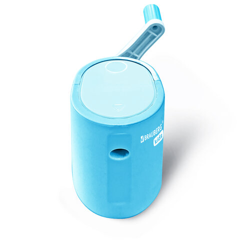 Точилка механическая BRAUBERG KIDS, для простых и цветных карандашей, корпус голубой, крепление к столу, 272005