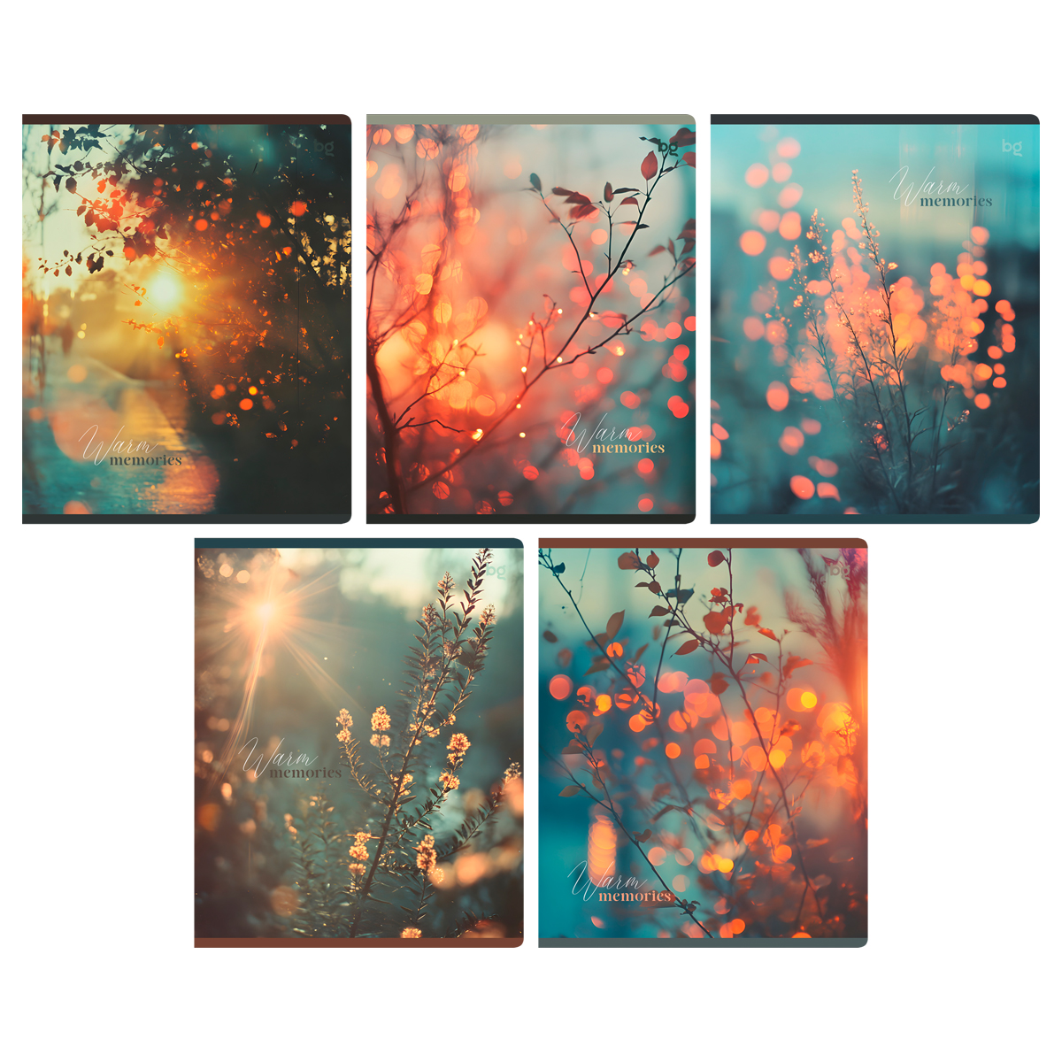 Тетрадь 48л., А5, клетка BG "Warm memories", soft-touch ламинация